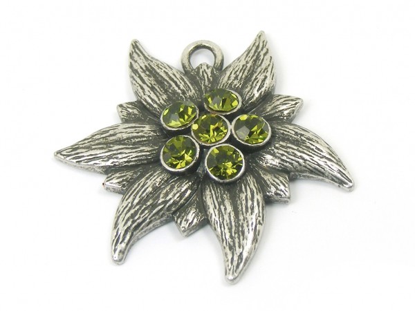 Edelweiß mit Swarovski®, 35 mm, oliv