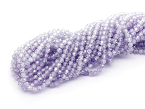 1 Strang facettierte Zirkonia, 3 mm, rund, flieder