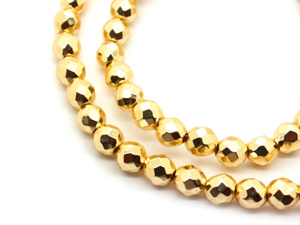 1 Strang Hämatit, 6 mm, vergoldet