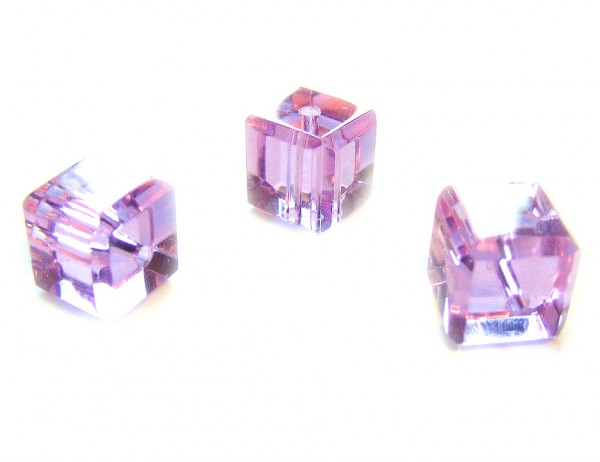 1 Strang Kristallglas Würfel, 6 mm, flieder