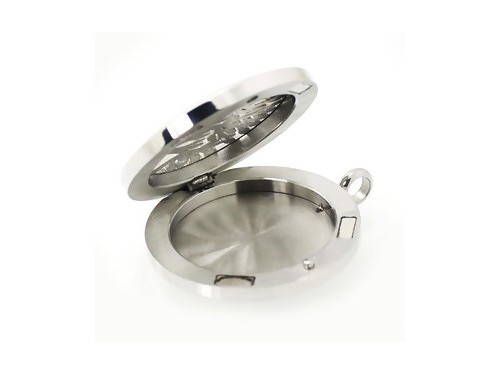 Medaillon zum Aufklappen, Lotusblume, 30 mm, Edelstahl