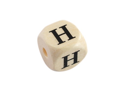 4 Stk. Holzperlen "HOPE", 10 mm, hellbraun