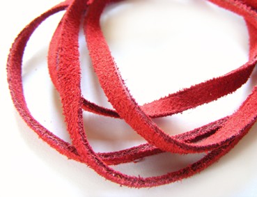 Velourleder, 4 mm, flach, rot