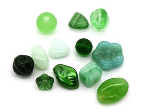 Perlen-Set, Glas, grün