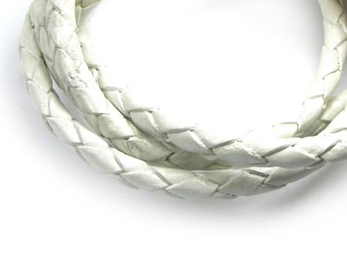 Lederband, 10 cm, 4 mm, weiß