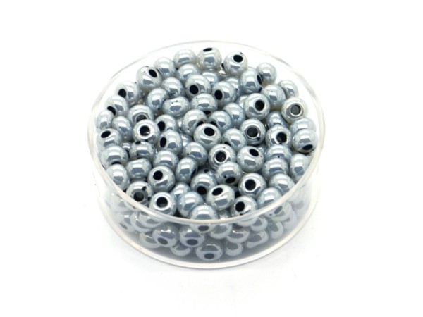 1 Dose Glas-Roccailles 17g, 4,5 mm, silbergrau