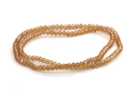1 Strang Glasschliffperlen, 3 mm, pfirsich-irisierend