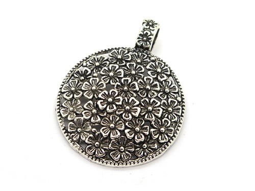 Anhänger Blume, 59 mm, geschwärzt