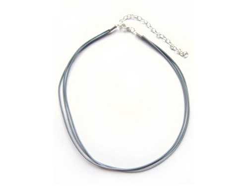 Lederkette dreireihig, 35 cm, grau