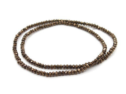 1 Strang Glasschliffperlen, 3 mm, braun-metallic
