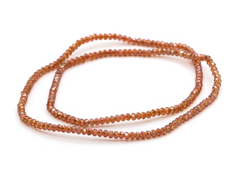 1 Strang Glasschliffperlen, 2 mm, pfirsich-irisierend