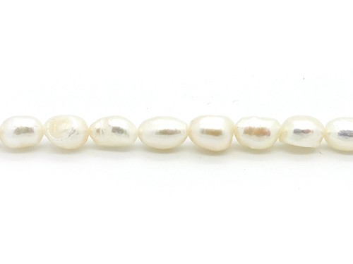 1 Strang Süßwasserperlen, ca. 9 x 6 mm, natur