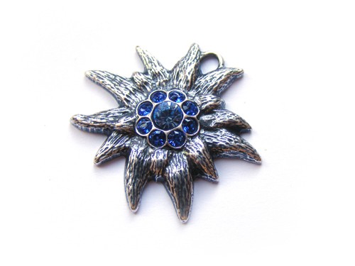 Edelweiß mit Swarovski®, 23 mm, blau