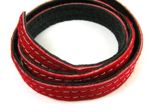 Lederband Fell, 10 cm, 10 mm, rot